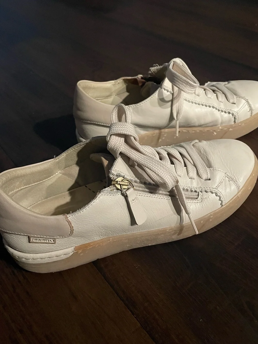 Pikolinos Women's White Leather Lace-Up w/ Side Zipper Sneakers EU 40 US 9-9.5